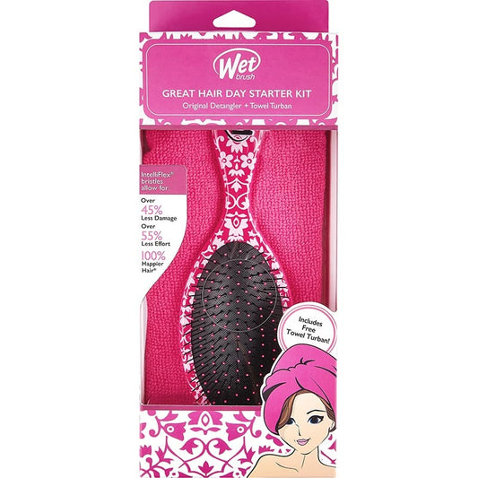 WetBrush Great Hair Day Starter Kit, Brush & Towel Turban