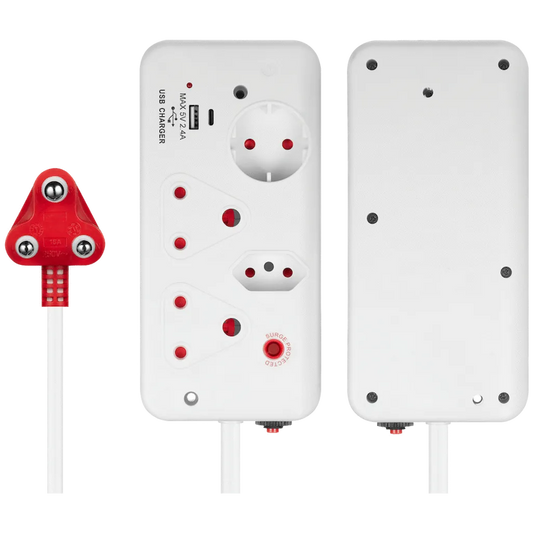 Ellies 4-Way Surge Multiplug with USB-A+USB-C 0.5m