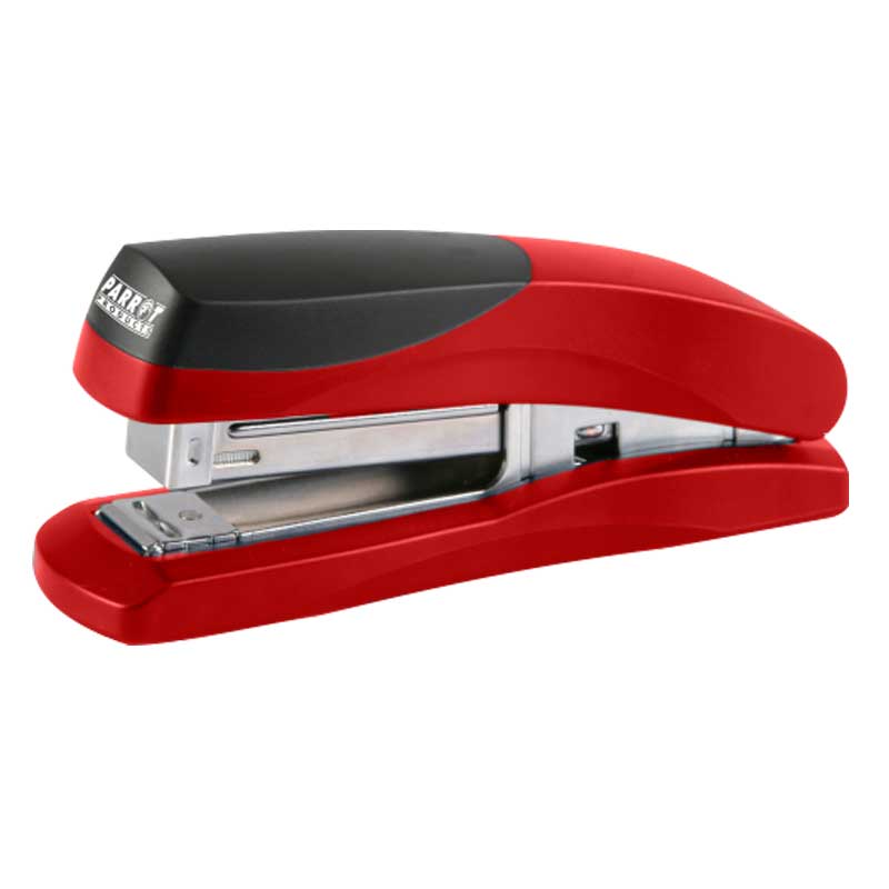 Parrot Plastic Medium Desktop Staplers-Red