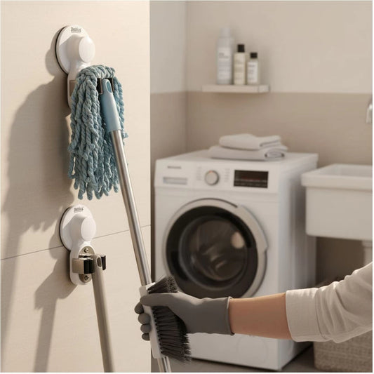 Bathlux Mop Rack Holder With Suction Cup