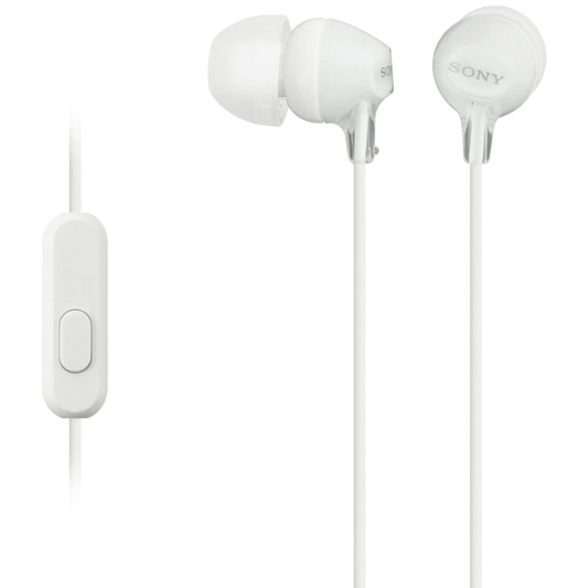 Sony MDR-EX15AP (White) InEar Earphone with Mic for iPhone - Android - Blackberry