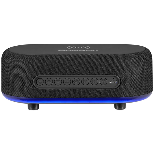 Volkano Radiant Series Alarm Clock with Wireless Charging and Speaker - Black