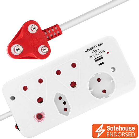 Ellies 4-Way Surge Multiplug with USB-A+USB-C 0.5m