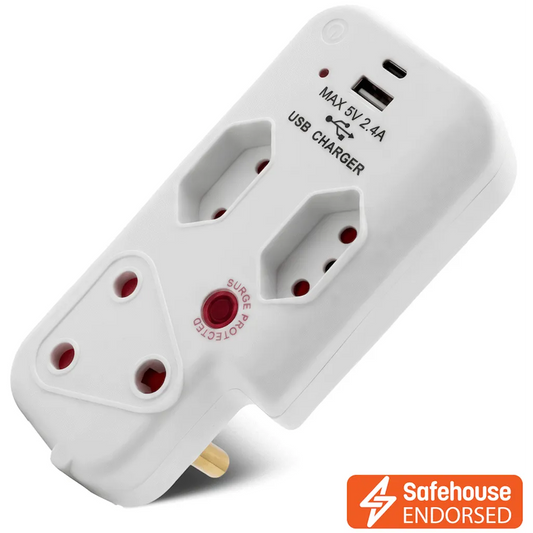 Ellies 3 Way Surge Adaptor with Type C + USB