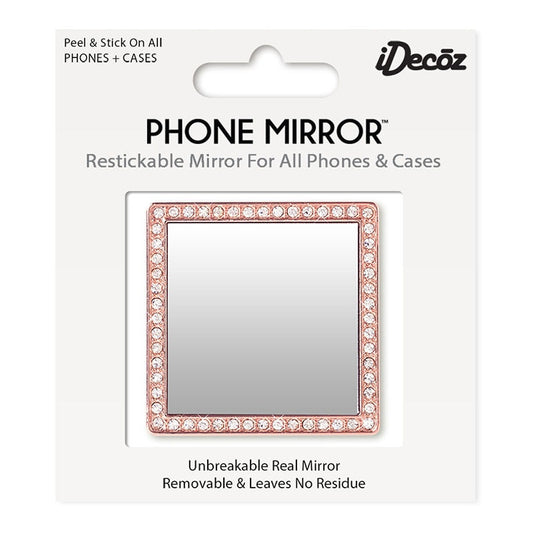 Phone Mirror Crystal Restickable for All Phones & Case - Rose Gold