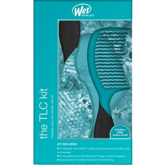 WetBrush Pro Detangler TLC Kit with Turban, Brush, Comb & Towel