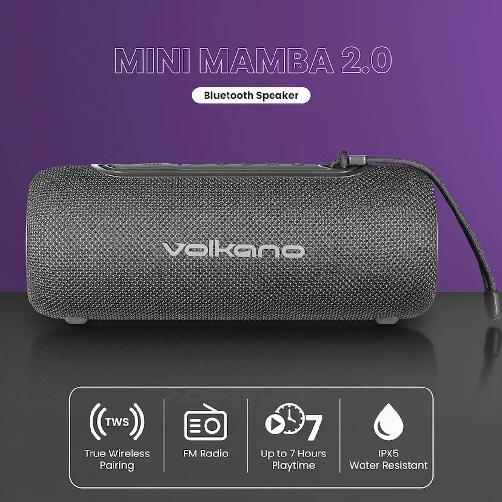 Volkano Mini Mamba 2.0 Series Bluetooth Speaker - Black