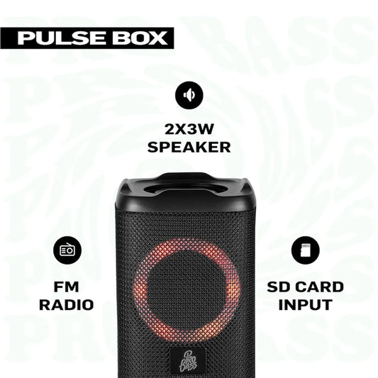 Pro Bass Pulse Box Portable Bluetooth Speaker - Black