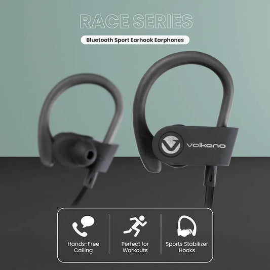 Volkano Race Series Bluetooth Sport Earhook Earphones - Black