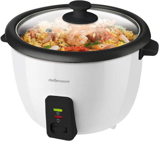 Mellerware Rice Cooker With Glass Lid Plastic White 600Ml 300W