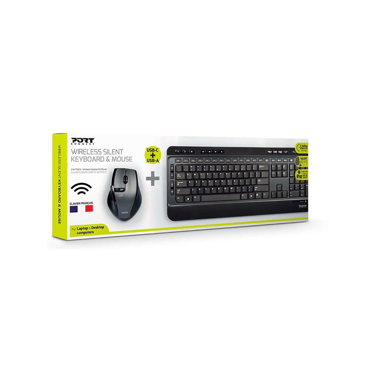 Port Black Wireless Keyboard & Mouse Combo
