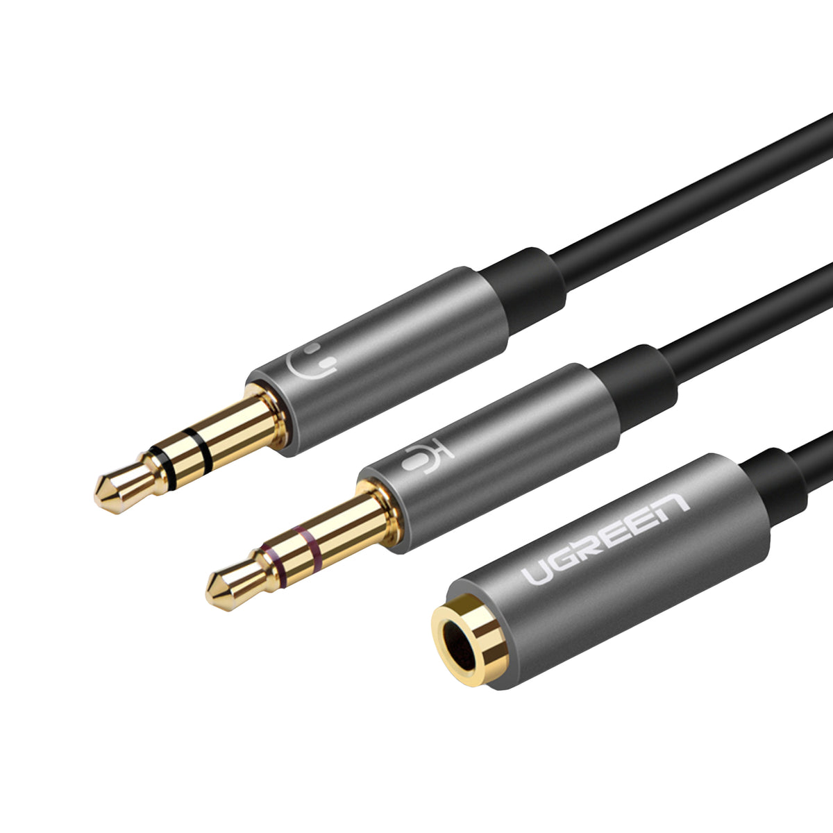 UGREEN UV140 AUX 3.5mm Audio Splitter Cable – Black/Grey