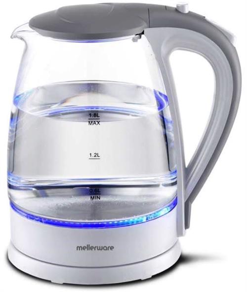 Mellerware 360 Degree 1.8L Glass White Cordless Kettle