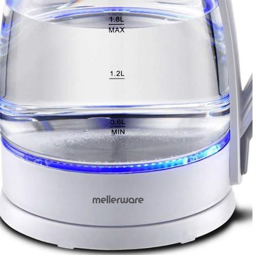 Mellerware 360 Degree 1.8L Glass White Cordless Kettle