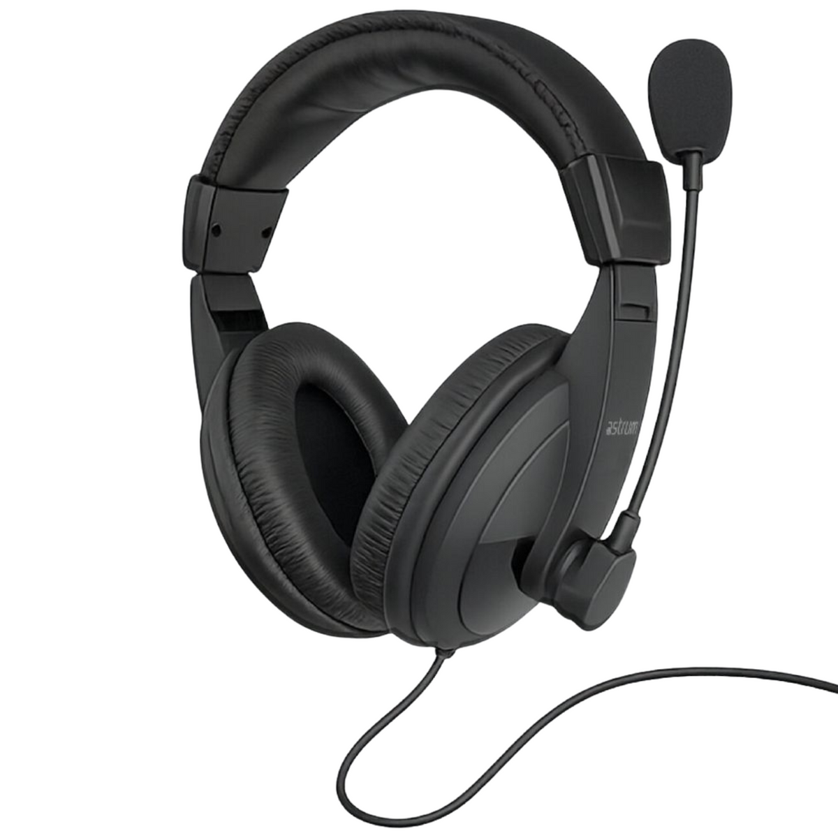 ASTRUM Over-Ear Wired Stereo Headset with Rotating Mic – Black