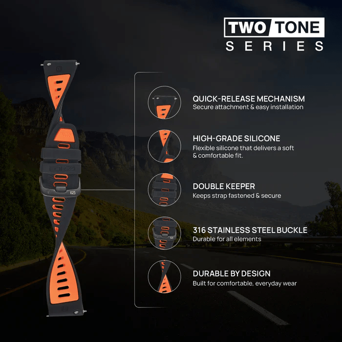 Forza Elite 22mm Quick Release Two Tone – Black/Orange Silicone