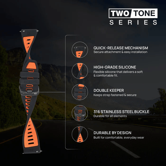 Forza Elite 22mm Quick Release Two Tone – Black/Orange Silicone