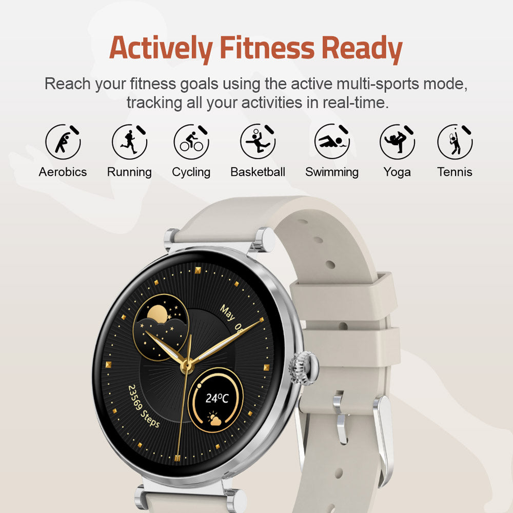 ASTRUM MT510 Smart Watch 1.32″ AMOLED IPX68 with BT Calls Sports HR BP BO – Silver