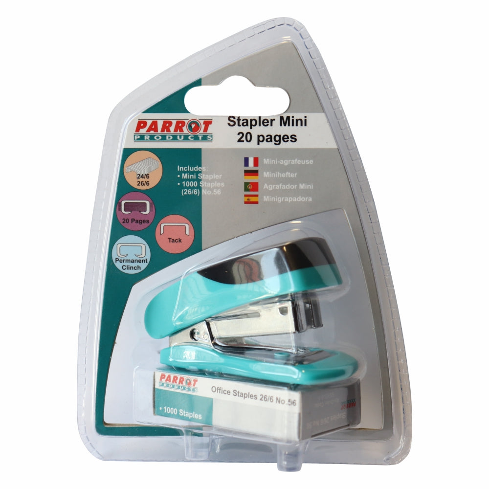 Stapler Plastic mini Blue + Staples