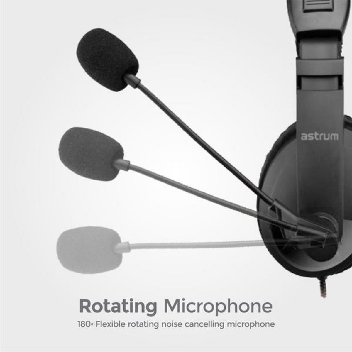 ASTRUM Over-Ear Wired Stereo Headset with Rotating Mic – Black