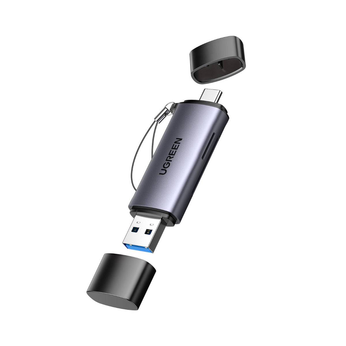 UGREEN CM185-50706 2-in-1 OTG Card Reader | Type-C | USB-A – Silver