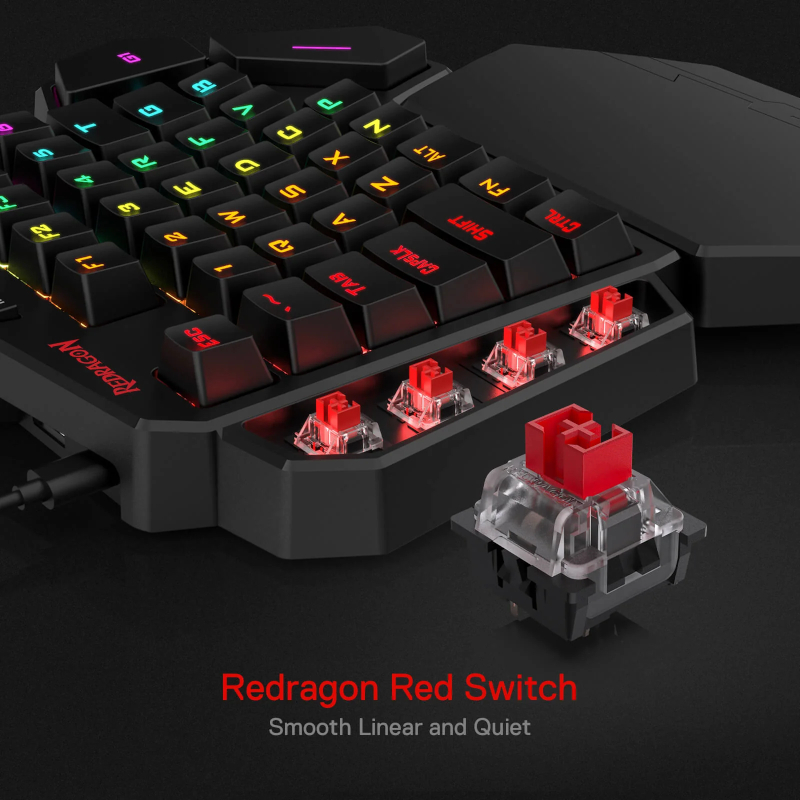 REDRAGON Diti Elite Pro One-Handed RGB Wireless Mechanical Gaming Keyboard – Black - Image 3