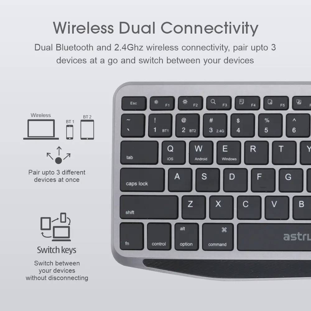 Astrum Multi Mode Wireless Keyboard + Touchpad – KT210 - Image 2