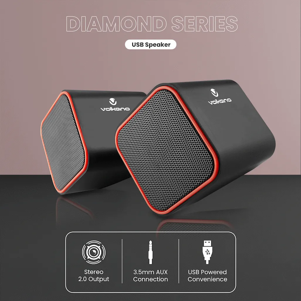 Volkano Diamond Series USB Speaker-Red