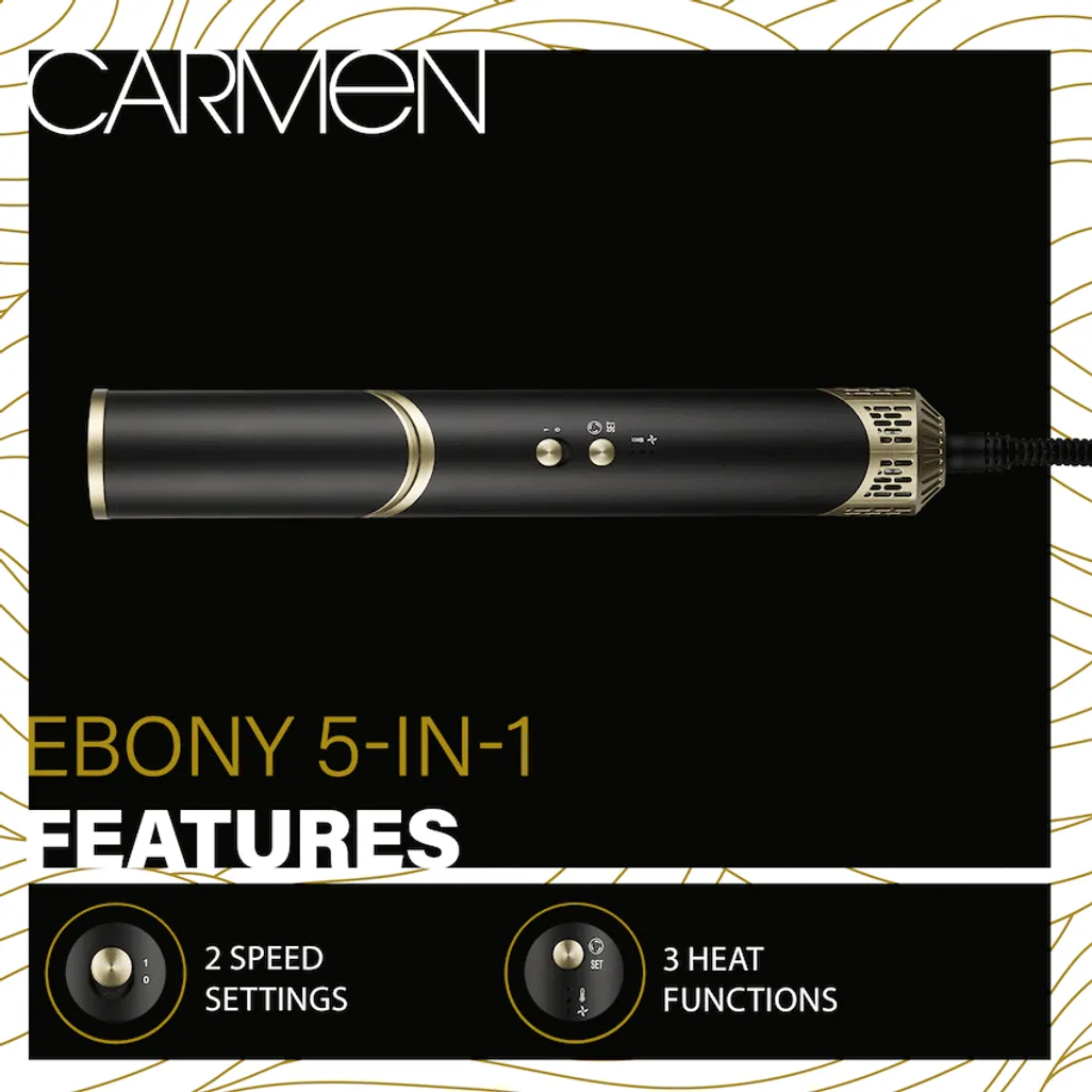 Carmen 5-in-1 Hot Air Brush-Ebony - Image 3