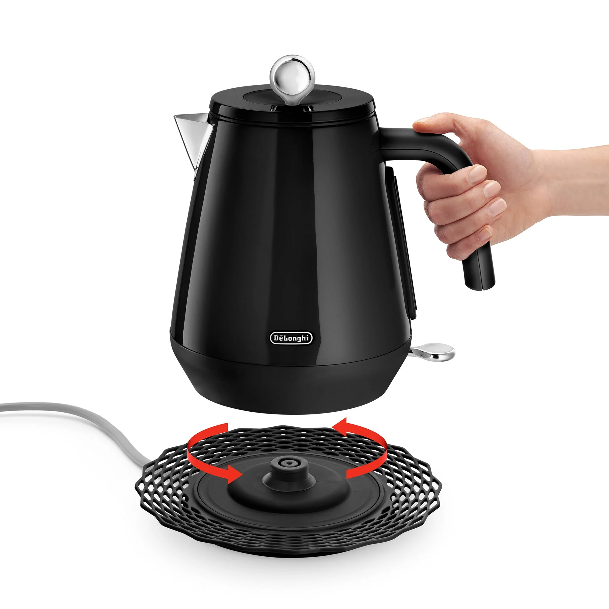 Delonghi-Eclettica Cordless Kettle With Changeable Base Black - Image 3